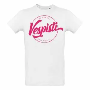 T-Shirt, We are all Vespisti, weiss / magenta